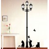 Street Lamp, Cats and Birds Wall Sticker 